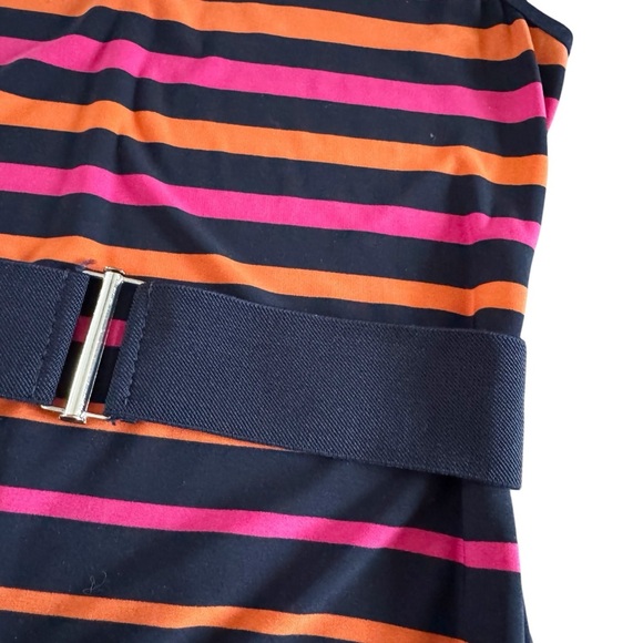 Y2K Roz & Ali stretchy Striped Maxi Dress with Belt USA beach summer sz 4 #961 - Picture 4 of 13